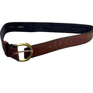 Canterbury Brown Distressed Genuine Leather Brass Buckle Belt Men 32"